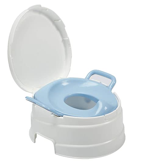 Primo 4-in-1 Complete Toilet Trainer & Step Stool, with Blue Seat, White
