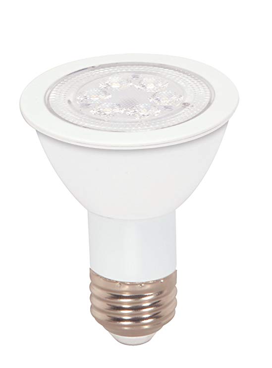 Satco S9081 7 Watt (50 Watt) 430 Lumens PAR20 LED Cool White 4000K 25 Beam Ditto Light Bulb, Dimmable