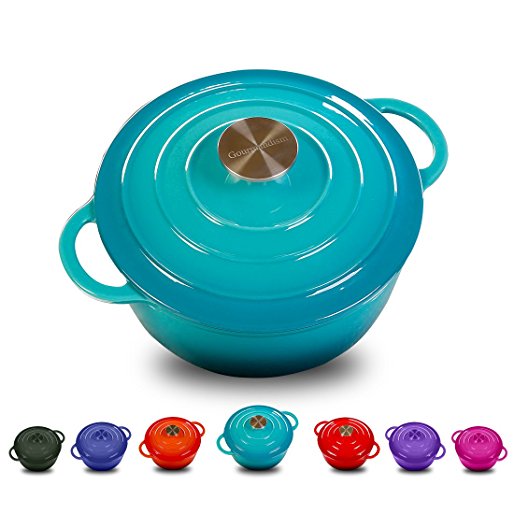 Enameled Cast Iron Dutch Oven With 360 Degree Water-Cycling System, Dual Handles (4.5 QT, Classical Turquoise)
