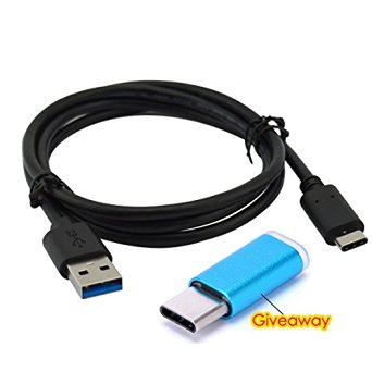Suplik® 3.3ft Hi-speed USB 3.1 Type-C to USB 3.0 A Male Data Charging Cable for New MacBook,Note 7,ChromeBook Pixel,LG G5,Nexus 5X 6P,Lumia 950,Nokia N1(Giveaway:Type C to Micro USB Adapter) (Black)