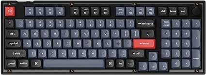 Keychron V5 96% Layout Custom Wired Mechanical Keyboard with Knob, 100 Keys RGB Backlight QMK/VIA Programmable Macro, Hot Swappable K Pro Blue Switch PBT Keycaps for Mac Windows (Frosted Black)