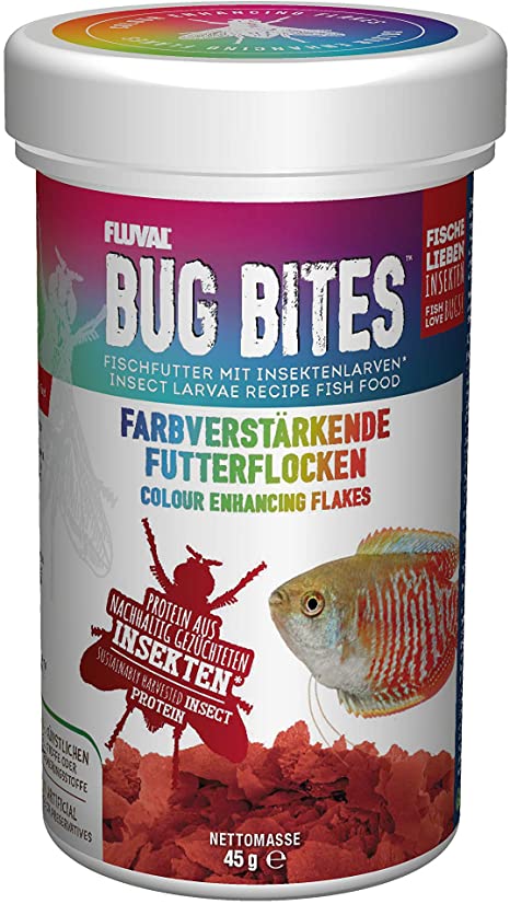 Fluval Bug Bites Color Enhancing Fish Food for Tropical Fish, Flakes for Small to Medium Sized Fish, 0.63 oz.