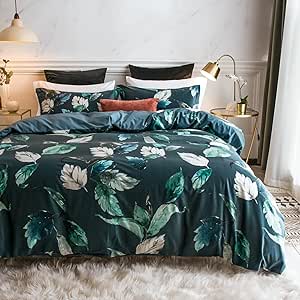 PHF Velvet Printed Duvet Cover Set King, 3PCS Flannel Comforter Cover Set for All Season, Ultra Soft Cozy Velour Duvet Cover with Pillow Shams Bedding Collection, 104" x 90", Botanical Printed