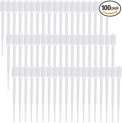 100 Pieces 2ML Plastic Transfer Pipettes, Disposable Graduated Transfer Pipettes Dropper, Calibrated Graduated Eye Dropper Suitable for Lip Gloss Transfer Essential Oils Science Laboratory Experiment