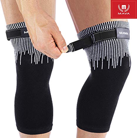 Mava Sports Knee Support Sleeves (Pair) for Joint Pain & Arthritis Relief, Improved Circulation Compression – Effective Support for Running, Jogging, Workout, Walking & Recovery