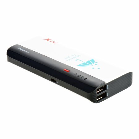 XILLIE 10400 mAh 5V Dual USB Universal Power Bank, Black/White
