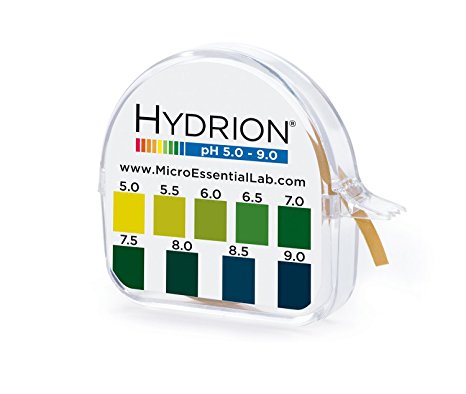 Micro Essential Lab 95 Hydrion Short Range pH Test Paper Dispenser, 5.0 - 9.0 pH, Single Roll