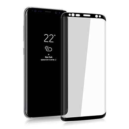 Pueryin Galaxy S8 Plus Screen Protector,[Case Friendly],Full Coverage,HD Clear,Anti-Bubble,Anti-Scratch,Easy Installation-3D Curved Tempered Glass Screen Protector for Samsung Galaxy S8 Plus (Black)