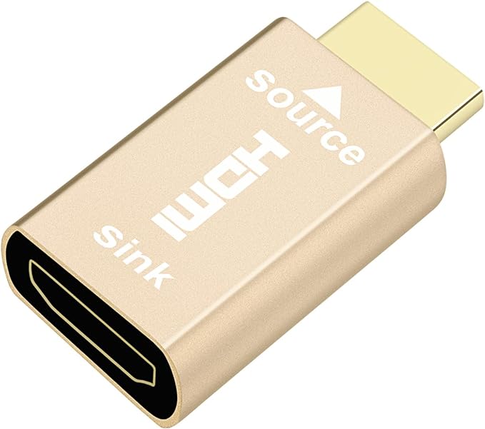 DTECH 4K HDMI EDID Emulator Passthrough Adapter 4K@60Hz Male to Female Coupler HDMI Dummy Plug for Computer Multi-Display Setup Monitor Projector