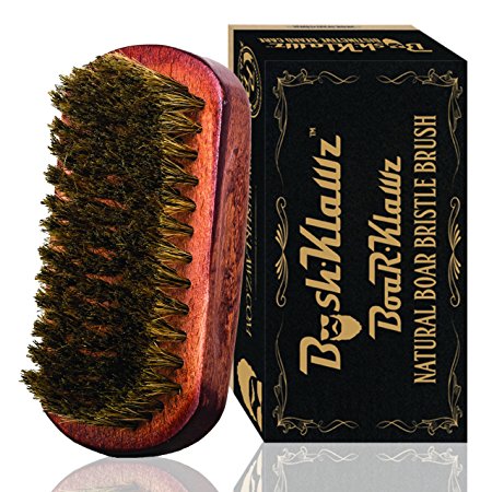 BoarKlawz 100% Natural Boar Bristles for Easy Grooming - Facial Care Hair Comb for Beards Mustaches and wave brush. Soft to Medium stiffness. Not too hard not too soft 360