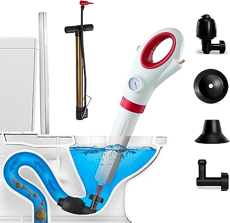 SUBMARINE Toilet Plunger, Toilet Auger, Air Plunger For Toilet, Drain Pipe Clogging Cleaner, With Real-Time Barometer, Used For Sink, Bathtub, Kitchen, Floor Drain And Pipe Blockage（Provide Inflator）