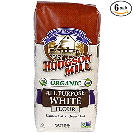 Hodgson Mill Organic All-Purpose White Flour, Unbleached, 2 LB (Pack of 6). Unbromated & Unenriched Naturally White Wheat Flour (Packaging May Vary)