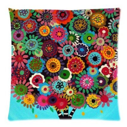 WECE Comfortable & Beautiful Patterns And Strips Mexican Style Tree Flower Floral Pillow Case 18x18 inch (one side)