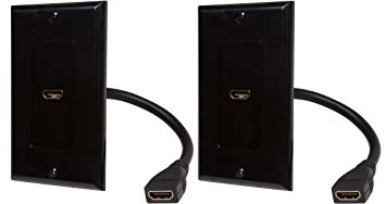 Buyer's Point HDMI Wall Plate [UL Listed] with 6-Inch Pigtail (2, Black)