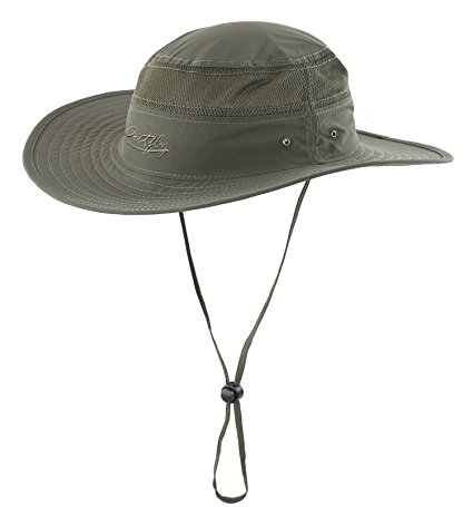 Home Prefer Men's Sun Hat UPF 50  Wide Brim Bucket Hat Windproof Fishing Hats