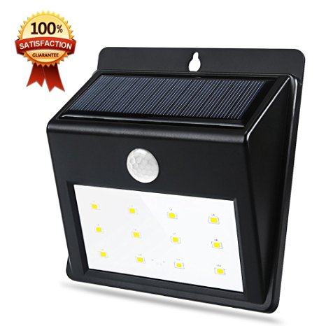 QPAU Bright 12 LED Waterproof Solar Light with 3 Mode Motion Sensor