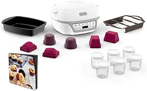 Tefal Machine à gâteaux intelligente, 5 programmes automatiques, 1 mode manuel, Application recettes gratuite, Compatible avec les moules Tefal CreaBake, Cake Factory Délices Silver Maxi Pack KD812110