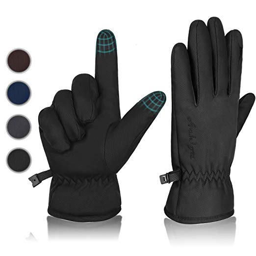 Achiou Winter Thermal Gloves Windproof Warm Touchscreen Gloves Men Women for Cycling Running Outdoor Activities