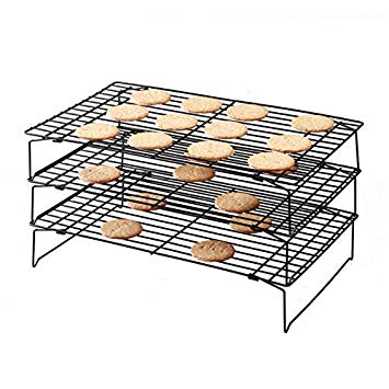 Yamde 3-Tier Stackable Cooling Rack - Baking Rack , Chef Quality 13.5 inch x 9.5 inch - Tight-Grid Design, Oven Safe, Roasting Wire Rack Fits Half Sheet Baking Pan for Cookies, Cakes Oven-Safe for Coo