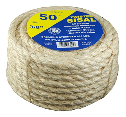 T.W . Evans Cordage 23-205 1/4-Inch by 50-Feet Twisted Sisal Rope