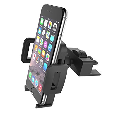 TURATA Car Mount CD Slot Air Vent Holder 360°Rotation Cradle Made For iPhone 6 5 5s 6s Se Plus Samsung Galaxy Nexus LG Nokia Moto Oneplus HTC - Black