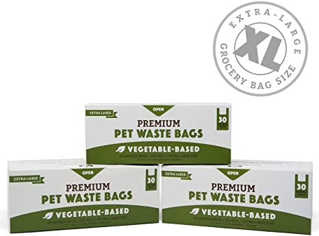 Biodegradable Poop Bags | XL Cat Litter/X-Large Dog Waste Bags, Vegetable-Based & Eco-Friendly, Premium Thickness & Leak Proof, Easy-Tie Handles, Supports Rescues