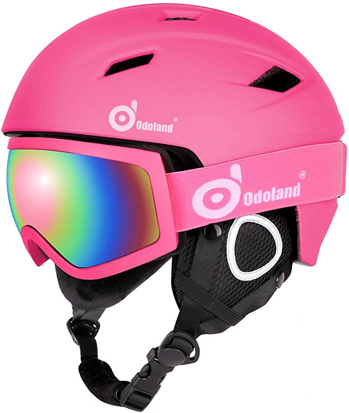 Odoland Snow Ski Helmet and Goggles Set for Kids and Adult Sports Helmet and Protective Glasses - Shockproof/Windproof Protective Gear for Skiing, Snowboarding, Motorcycle Cycling and Snowmobile