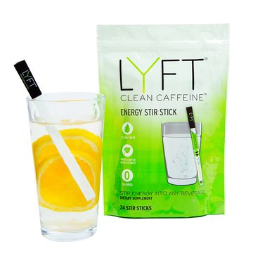 pureLYFT Energy Stir Sticks - Clean Caffeine Supplement - Zero Calories - All Natural (1 Package, 24 Sticks (Best Value))