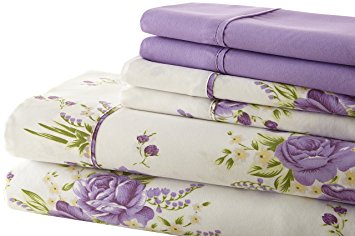 Spirit Linen Hotel 5Th Ave Palazzo Home 6-Piece Luxurious Printed Sheet Set, Full, Lavender Floral