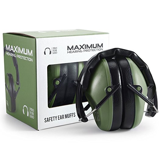 Pro For Sho 34dB Shooting Ear Protection - Special Designed Ear Muffs Lighter Weight - Maximum Hearing Protection , Army Green