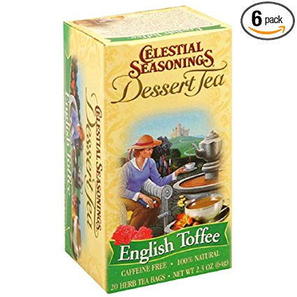 Celestial Seasonings Dessert Tea, English Toffee, Tea Bags, 20-Count Boxes (Pack of 6)