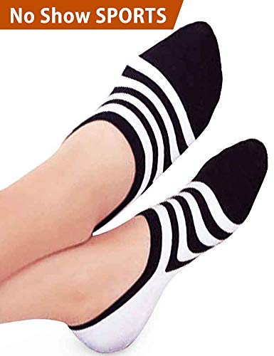 Vero Monte 4 Pairs Womens Stripe Athletic No Show Socks - Sneaker Socks No Show