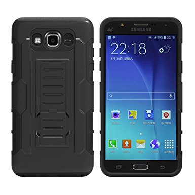 Galaxy J7 Case, MCUK 3 Layer Shock Resistant Hybrid Armor Full Body Protective Case with Kickstand and Removable Holster Swivel Belt Clip Cover for Samsung Galaxy J7 (J7 2016)