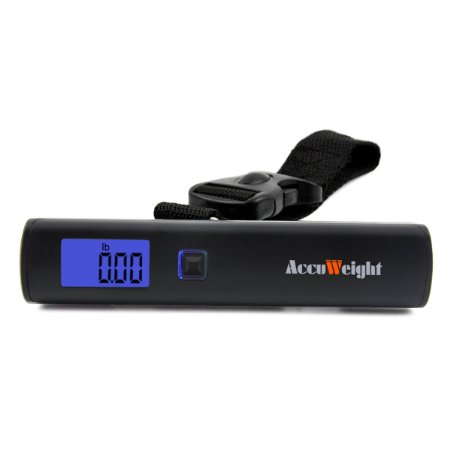 Accuweight 110lb50kg Portable Digital Luggage Scale Postal Travel Weighing Scale Black