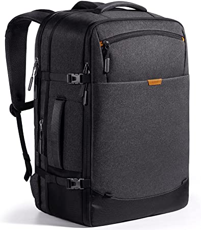 Inateck 38.5-46.2L Travel Backpack, Expandable Carry On Backpack, Splash-resistant Hand Luggage for Men and Women, Trolley Strap Included, Compatible with 12.9 Inch iPad and 17.3 Inch Laptop