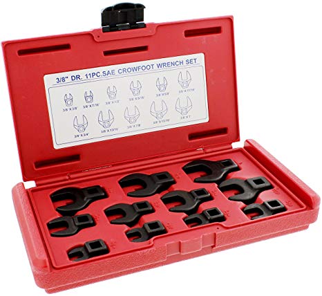 ABN Crowfoot Wrench SAE Standard 3/8in Drive 11-Piece Set for When Regular Sockets/Wrenches Cannot Get the Job Done