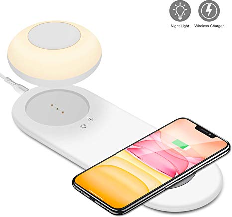 1byone Bedside Lamp with Wireless Charger, Portable Rechargeable Touch-control Night Light with Touch Control, Fast Charging for phones, Dimmable Adjustment, Compatible with iPhone and Android Phones with Wireless Charging