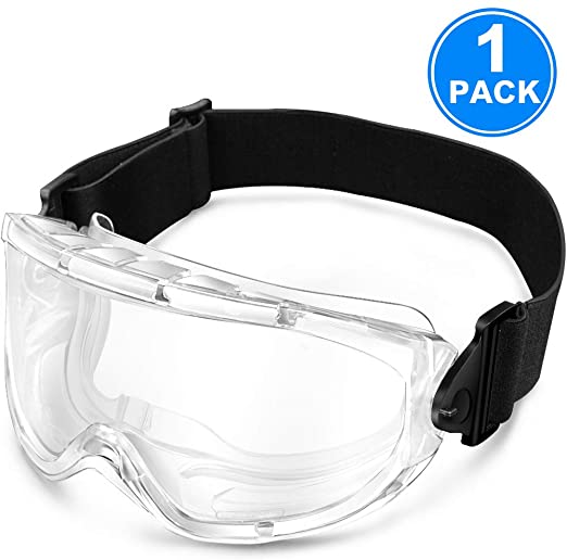 Safety Goggles - Spherical Protective Goggles with Full Eye Protection OTG Wide View Medical Glasses Anti-fog, Dustproof Anti-splash Eyewear Medical Surgical Goggles - 1 Pack