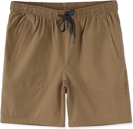 Vetemin Men's Casual Fashion Quick Dry 7 Inch Slim Fit Zip Pockets Golf Hybrid Flat Front Shorts