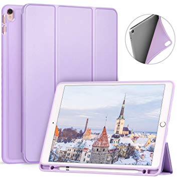 Ztotop iPad Pro 10.5 Case with Pencil Holder, Ultra Slim Soft TPU Back and Trifold Stand Cover, Auto Sleep/Wake Full Body Protective Smart Case for 2017 New Apple 10.5 Inch iPad Pro(A1701/A1709)Purple
