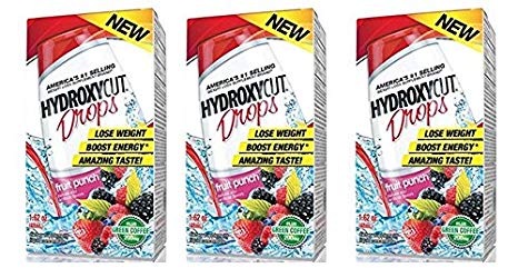 Hydroxycut Drops Plus Green Coffee 200mg Fruit Punch, For Weight Loss - 1.62 Oz (Pack of 3)