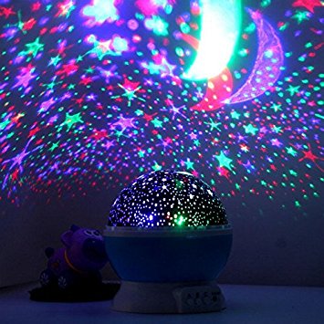 Night Lighting Lamp,Elecstars LED Star Moon Romance and Sky Projector,4 LED Bulbs 9 Light Color Changing With USB Charging Port - Unique Gifts for Children Kids Bedroom(blue)