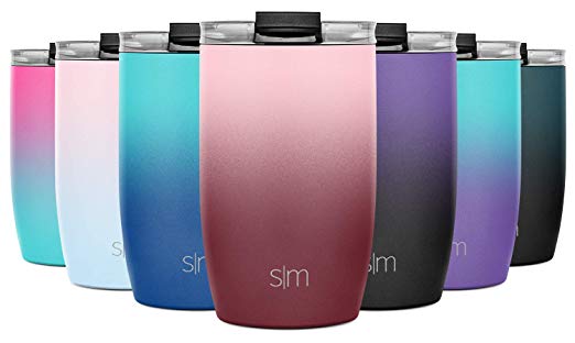 Simple Modern 12oz Voyager Travel Mug Tumbler w/Clear Flip Lid & Straw - Coffee Cup Kids Vacuum Insulated Flask 18/8 Stainless Steel Hydro Ombre: Wildberry