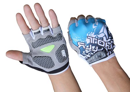 FullPlus Cycling Gloves with Gel Pad Breathable Shock-absorbing Half Finger Bike Gloves Bicycle Glove