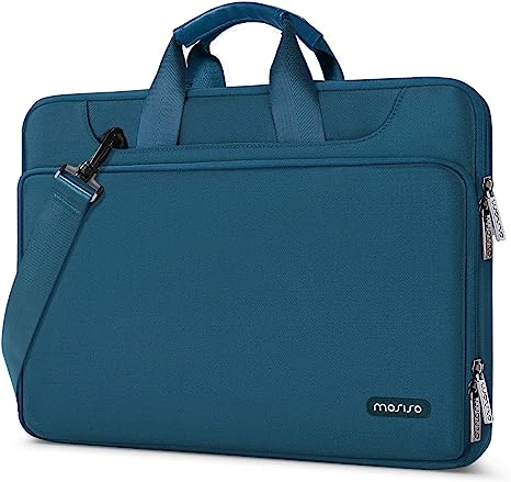 MOSISO 360 Protective Laptop Shoulder Bag Compatible with 17-17.3 inch Dell XPS/HP Pavilion/Ideapad/Acer/Alienware/HP Omen,Matching Color Sleeve with Belt, Teal Green