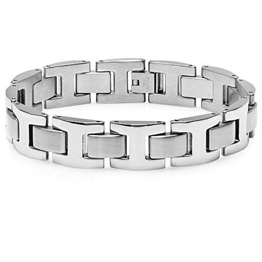 Oxford Ivy Men's Heavy Solid Stainless Steel Chain Link Bracelet 8 1/2 inches