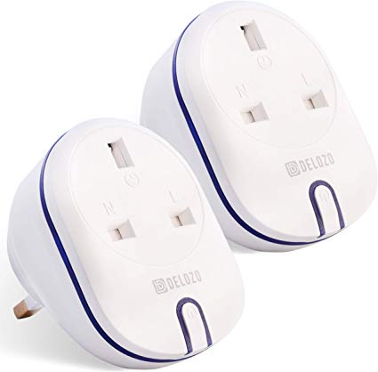 Delozo - Wi-Fi Smart Plug 2 Pack - Compatible with Alexa and Google Assistant, Wireless Remote or Voice Control, Timer and Schedule Function, No Hub Required, 15A