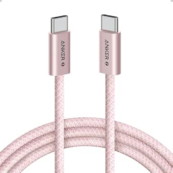 Anker Zolo USB C to USB C Cable, Braided and Dirt-Free Type C Fast Charging Cable, Slim Connector, for iPhone 16 Series, MacBook (240W) (Pink, 6ft)