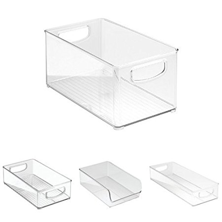 InterDesign Kitchen Bin Set: 4 Storage Organizer Bins for Kitchen Pantry, Cabinet, Refrigerator, Freezer – Clear, Various Sizes