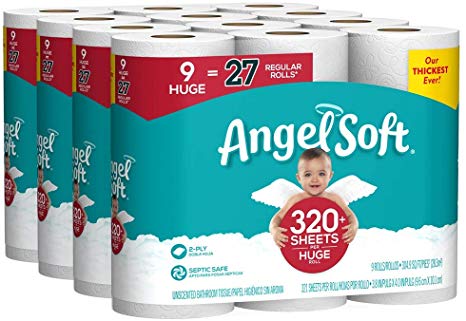 Angel Soft Toilet Paper, 36 Huge Rolls, 36 Rolls = 108 Regular Rolls, Bath Tissue